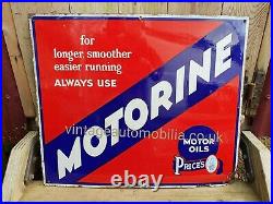 Vintage Prices Motorine Oil Enamel Advertising Sign Automobilia Motoring Petrol