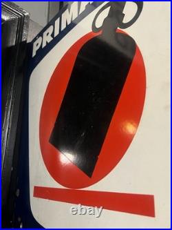Vintage Primagaz Double Sided Enamel Advertising Sign Gas Bottle