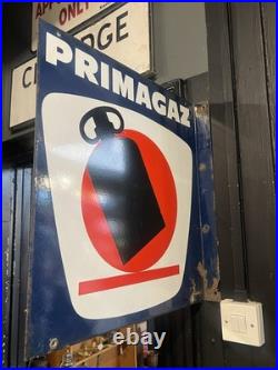 Vintage Primagaz Double Sided Enamel Advertising Sign Gas Bottle
