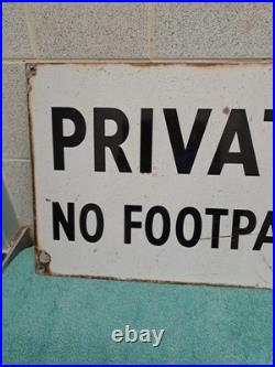Vintage Private No Footpath Enamel Sign 46cm X 30 Cm