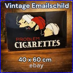 Vintage Problem Cigarettes Enamel Advertising Sign Emaille Plaque Cigarette