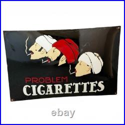 Vintage Problem Cigarettes Enamel Advertising Sign Emaille Plaque Cigarette