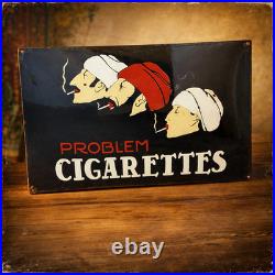 Vintage Problem Cigarettes Enamel Advertising Sign Emaille Plaque Cigarette
