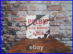 Vintage Pulbis Rusk Dog Biscuit Enamel Sign