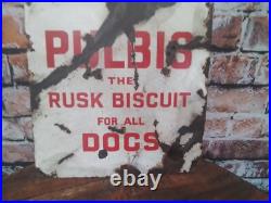 Vintage Pulbis Rusk Dog Biscuit Enamel Sign