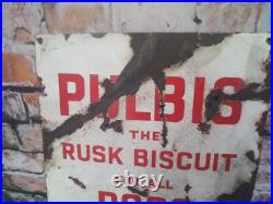 Vintage Pulbis Rusk Dog Biscuit Enamel Sign
