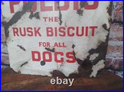 Vintage Pulbis Rusk Dog Biscuit Enamel Sign