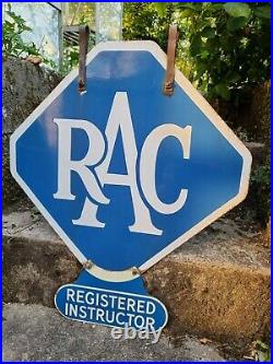 Vintage RAC Garage Enamel Advertising Sign Automobilia Motoring Petrol Oil