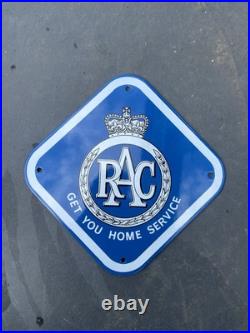 Vintage RAC Get You Home Service Enamel Sign Not AA Garage Advertising Sign
