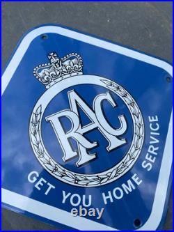 Vintage RAC Get You Home Service Enamel Sign Not AA Garage Advertising Sign