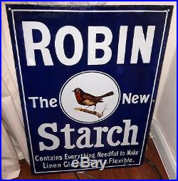 Vintage ROBIN STARCH ENAMEL SIGN with ROBIN