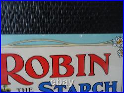 Vintage ROBIN STARCH Heavy Steel Porcelain Enamel Advertising Sign / Shield