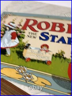 Vintage ROBIN STARCH THE NEW STARC Heavy Steel Enamelled Advertising Sign #aa