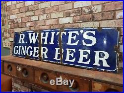 Vintage R Whites Ginger Beer Enamel Original Advertising Sign