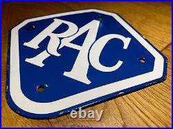 Vintage Rac Enamel And Metal Sign Blue And White Vgc