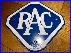Vintage Rac Enamel And Metal Sign Blue And White Vgc
