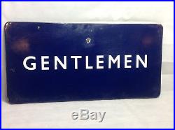 Vintage Railway Enamel Metal Station Sign, Gentlemen, British Rail, Old