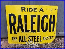 Vintage Raleigh Bicycle Enamel Sign- Automobilia Motoring Garage Collectable Oil