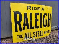 Vintage Raleigh Bicycle Enamel Sign- Automobilia Motoring Garage Collectable Oil
