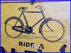 Vintage Raleigh Steel Bicycle Single Sided Enamel Sign. Automobilia Collectable