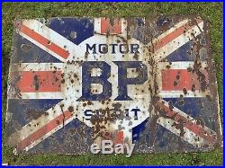Vintage Rare BP Motor Spirit Large Enamel Sign Advertising Petrol Oil Garage Old
