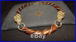 Vintage Rare Chocolate enamel Rams head COUTURE necklace signed DONALD STANNARD