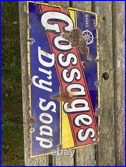 Vintage& Rare Original GOSSAGE'S DRY SOAP Enamel Sign Advertising Sign 23 x 12 Vintage& Rare Original GOSSAGE'S DRY SOAP Enamel Sign Advertising Sign 23 x 12