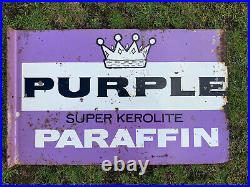 Vintage Rare Purple Crown Enamel Sign Advertising Petrol Oil Old Double Sided