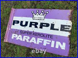 Vintage Rare Purple Crown Enamel Sign Advertising Petrol Oil Old Double Sided