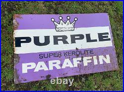 Vintage Rare Purple Crown Enamel Sign Advertising Petrol Oil Old Double Sided