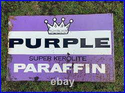 Vintage Rare Purple Crown Enamel Sign Advertising Petrol Oil Old Double Sided