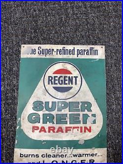 Vintage Regent Super Green Paraffin Sign 11 Inches By 8 Inches