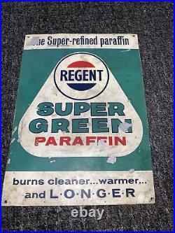 Vintage Regent Super Green Paraffin Sign 11 Inches By 8 Inches