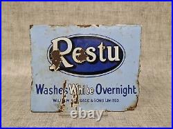 Vintage Restu Chair Back Enamel Advertising Sign