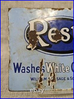 Vintage Restu Chair Back Enamel Advertising Sign