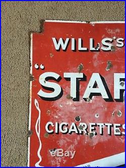 Vintage Retro Early 20thC Wills Cigarettes Antique Enamel Advertising Shop Sign