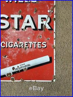 Vintage Retro Early 20thC Wills Cigarettes Antique Enamel Advertising Shop Sign