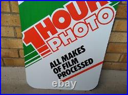 Vintage Retro c1970s 1-Hour-Photo x2 Sided Genuine Metal Shop Advertising Sign Vintage Retro c1970s 1-Hour-Photo x2 Sided Genuine Metal Shop Advertising Sign