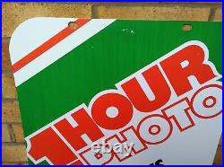 Vintage Retro c1970s 1-Hour-Photo x2 Sided Genuine Metal Shop Advertising Sign Vintage Retro c1970s 1-Hour-Photo x2 Sided Genuine Metal Shop Advertising Sign