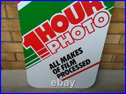 Vintage Retro c1970s 1-Hour-Photo x2 Sided Genuine Metal Shop Advertising Sign Vintage Retro c1970s 1-Hour-Photo x2 Sided Genuine Metal Shop Advertising Sign