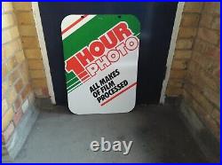 Vintage Retro c1970s 1-Hour-Photo x2 Sided Genuine Metal Shop Advertising Sign Vintage Retro c1970s 1-Hour-Photo x2 Sided Genuine Metal Shop Advertising Sign