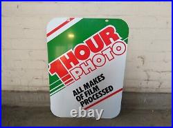 Vintage Retro c1970s 1-Hour-Photo x2 Sided Genuine Metal Shop Advertising Sign Vintage Retro c1970s 1-Hour-Photo x2 Sided Genuine Metal Shop Advertising Sign