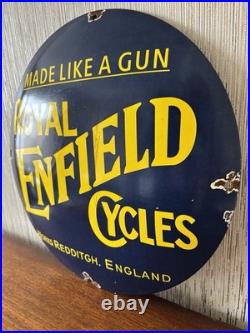 Vintage'Royal Enfield' Enamel Sign, Man Cave Bar Garage Motoring, Petrol/Oil