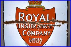 Vintage Royal Insurance Company Porcelain Enamel Sign Life Fire Marine 18x15 Vintage Royal Insurance Company Porcelain Enamel Sign Life Fire Marine 18x15