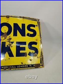 Vintage Rustic Decorative Salvage Lyons Cakes Enamel Advertising Sign