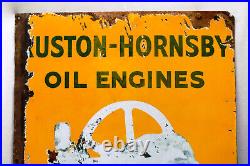 Vintage Ruston Hornsby Oil Engines Porcelain Enamel Sign Board England Collectib