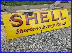 Vintage SHELL Enamel Advertising Sign Motoring Automobilia Petrol Oil