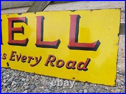 Vintage SHELL Enamel Advertising Sign Motoring Automobilia Petrol Oil