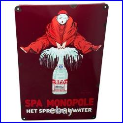 Vintage SPA MONOPOLE Enamel Advertising Sign Softdrinks #4 Email Plaque