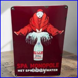 Vintage SPA MONOPOLE Enamel Advertising Sign Softdrinks #4 Email Plaque